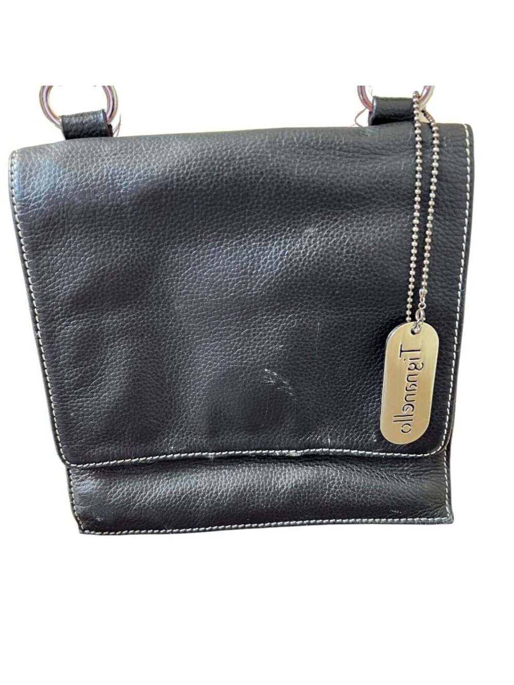 Vtg Tignanello Brown Leather Crossbody Purse Hand Bag Zip Magnet Stitching